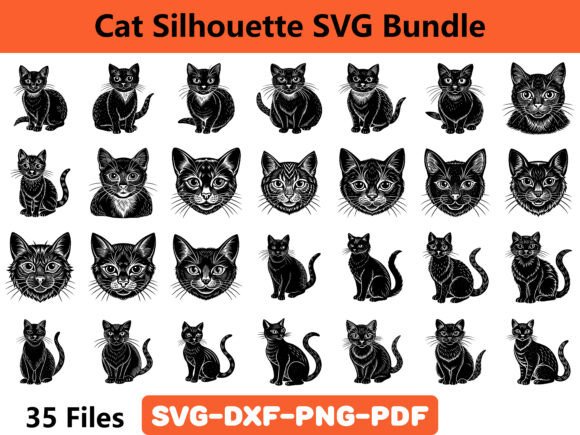 Cat Silhouette SVG Bundle