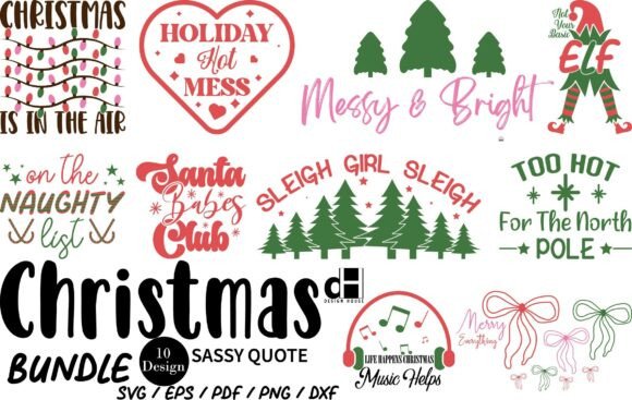 Christmas Sassy Quote Bundle SVG PNG
