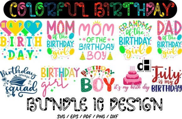 Colorful Birthday Bundle SVG PNG