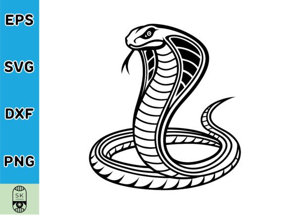 Elegant Fanged Cobra Snake SVG Vector