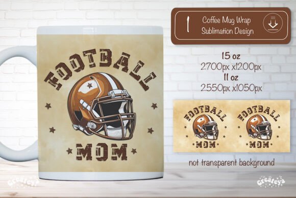 Football Mom Mug Wrap Sublimation Design