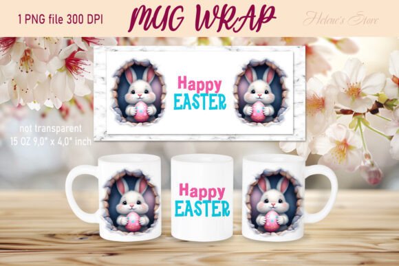 Happy Easter Bunny Mug Wrap 15oz Design