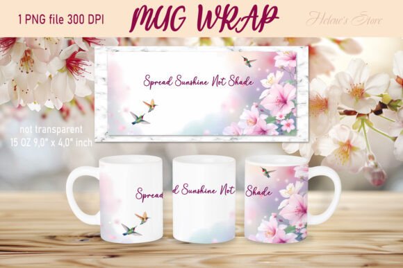 Hummingbird Mug Wrap Sublimation Designs