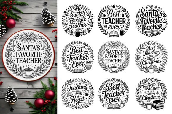 Teacher Christmas Ornament SVG Bundle